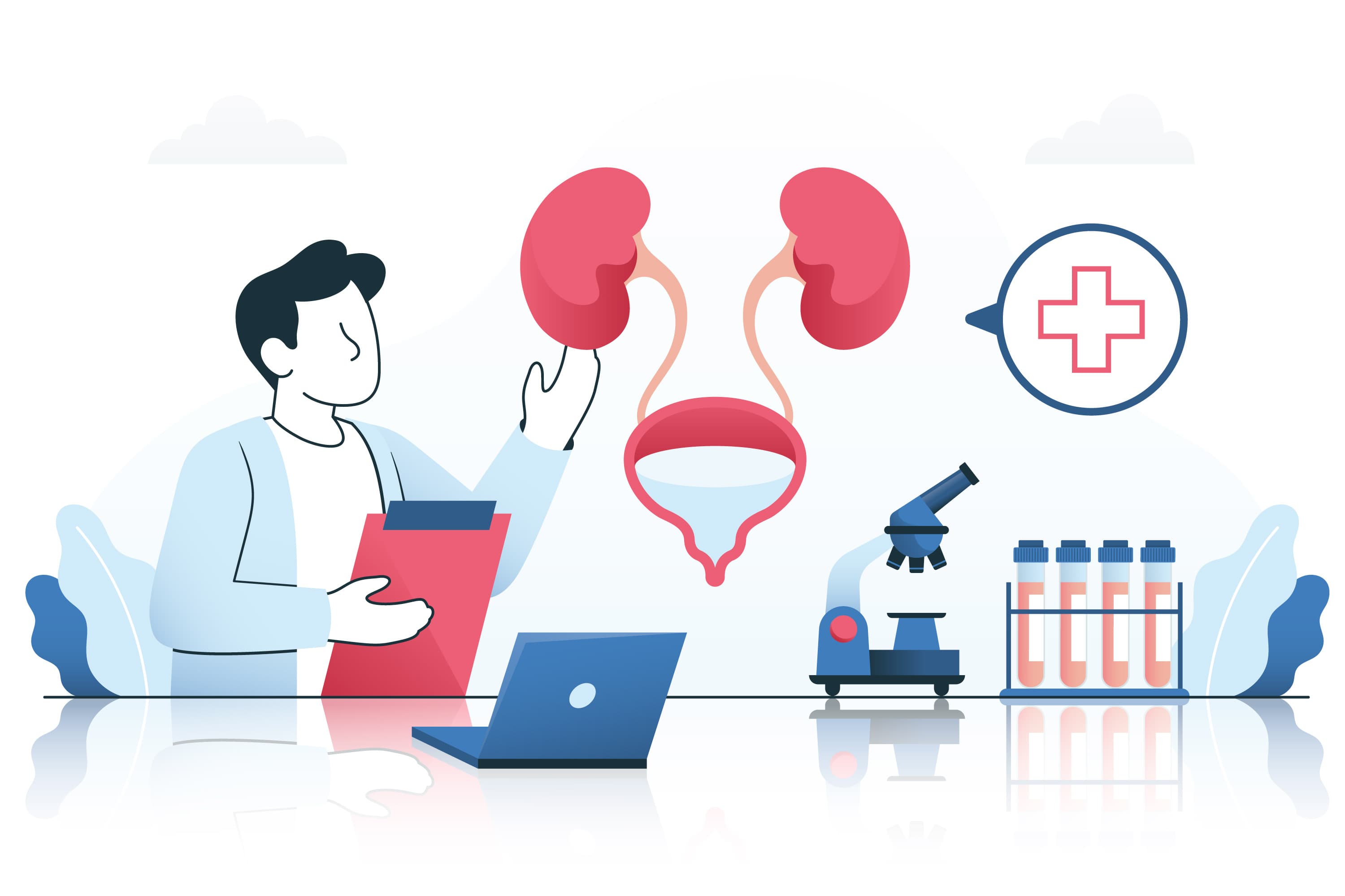 Urology specialist examining patient